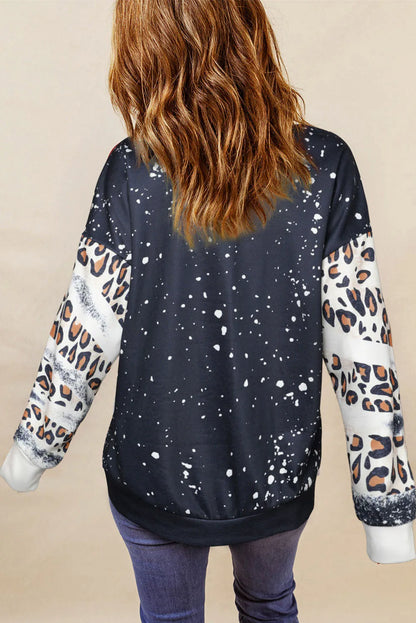 Leopard Round Neck Long Sleeve Sweatshirt