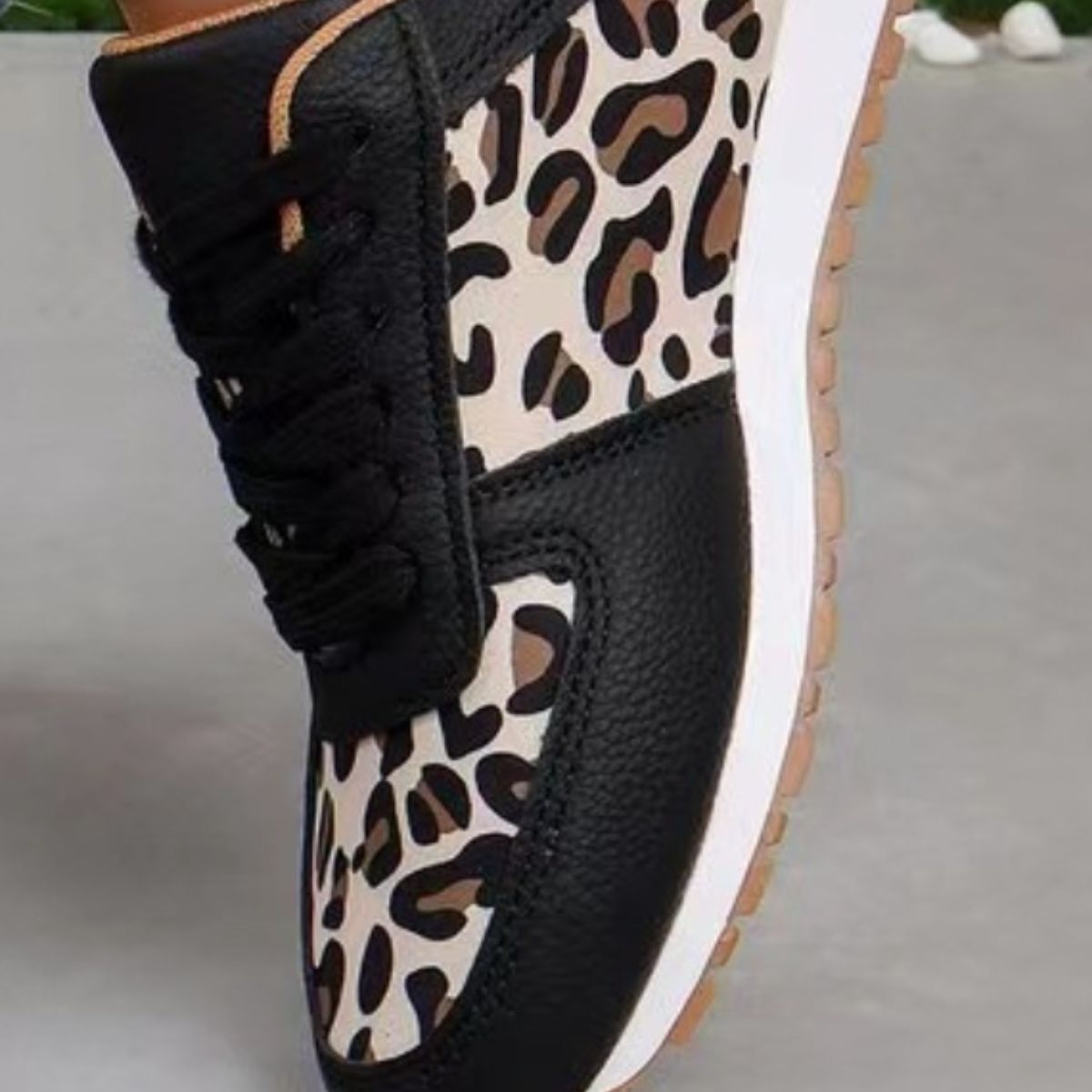 Tied Printed PU Leather Athletic Shoes