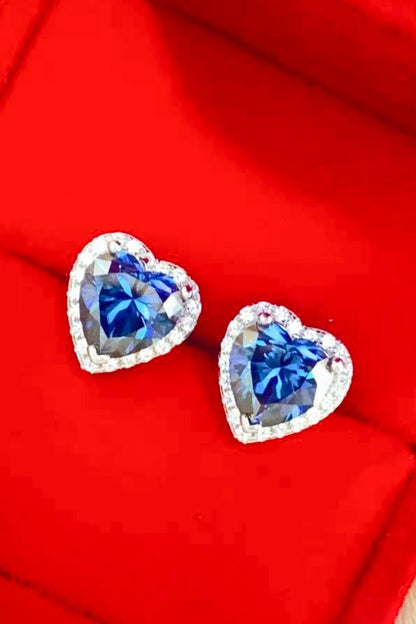 4 Carat Moissanite Heart-Shaped Stud Earrings