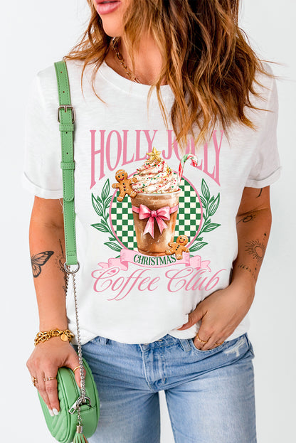 White Holly Jolly Christmas Coffee Club Graphic Tee