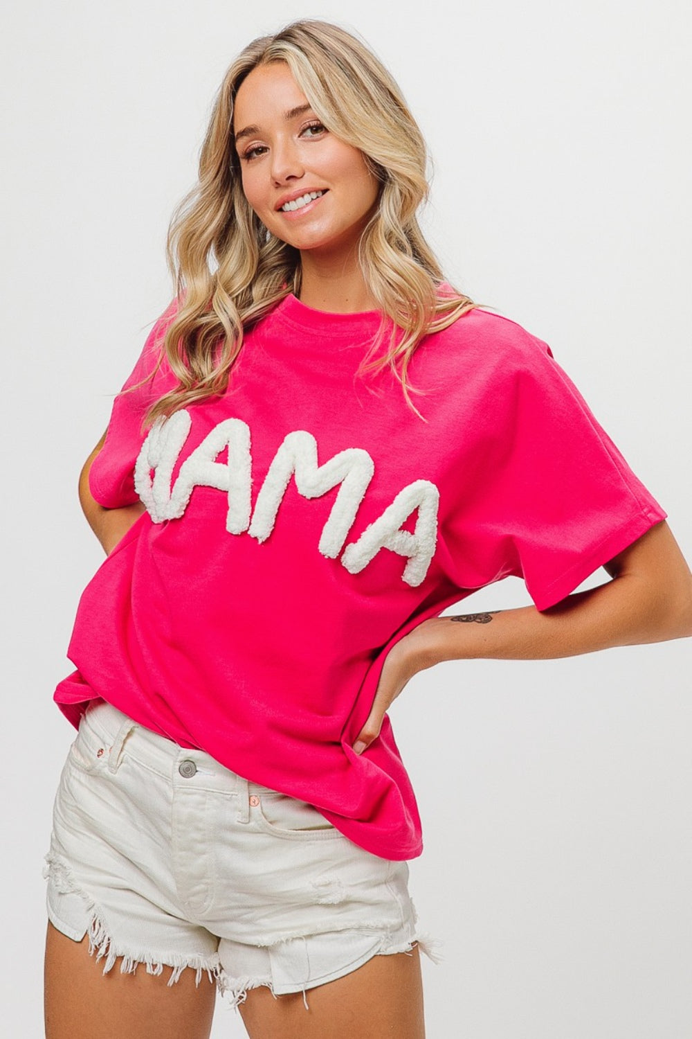 MaMa Round Neck Short Sleeve T-Shirt