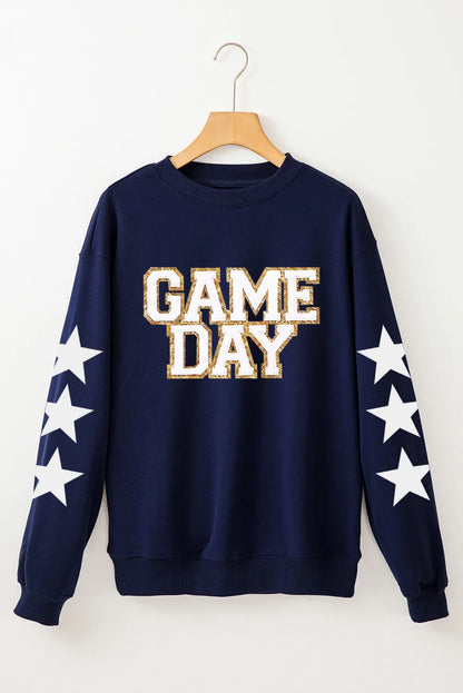 GAME DAY Star Round Neck Long Sleeve Sweatshirt