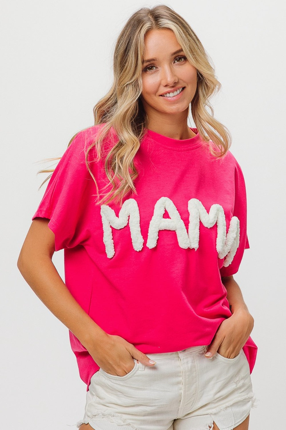 MaMa Round Neck Short Sleeve T-Shirt