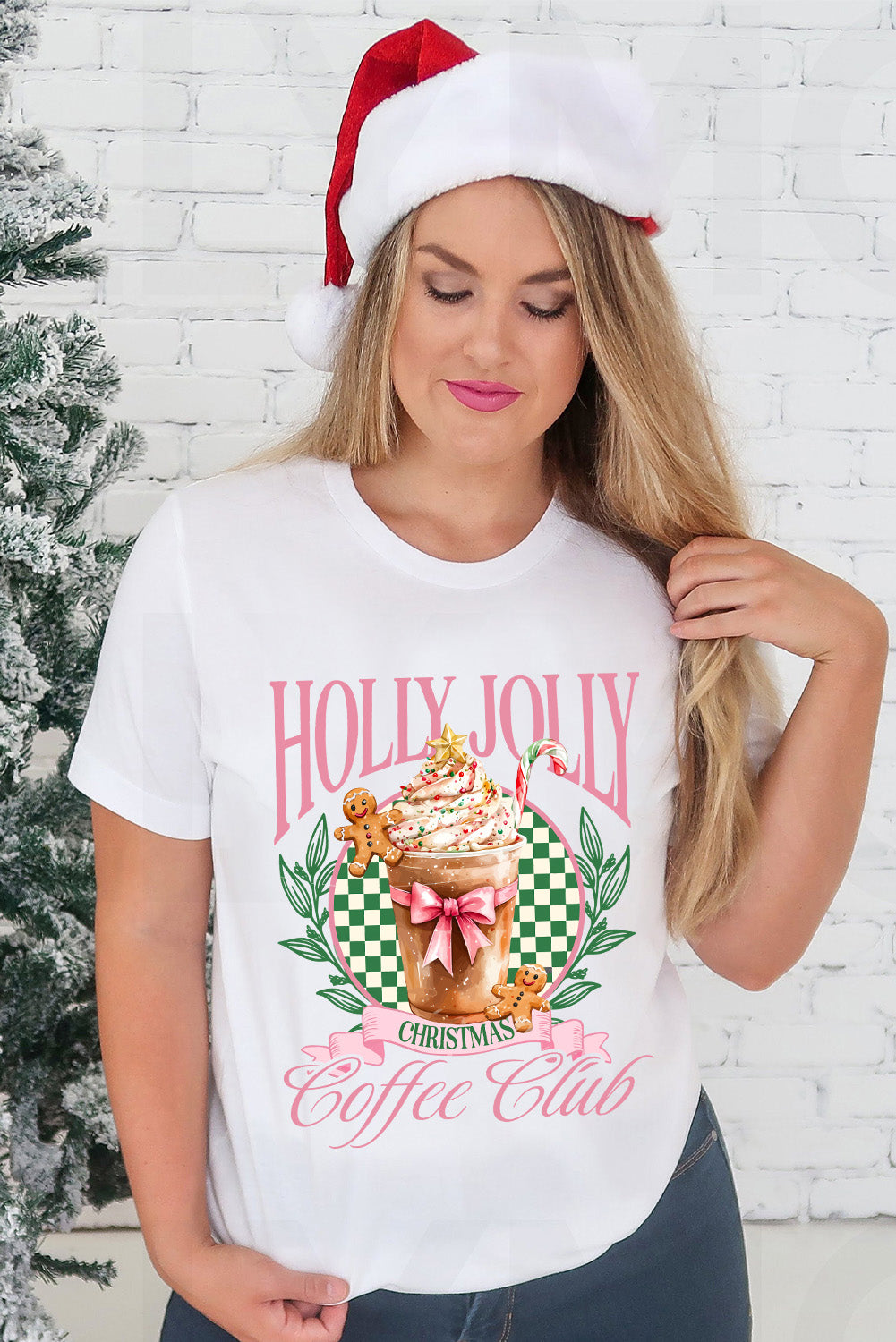 White Holly Jolly Christmas Coffee Club Graphic Tee