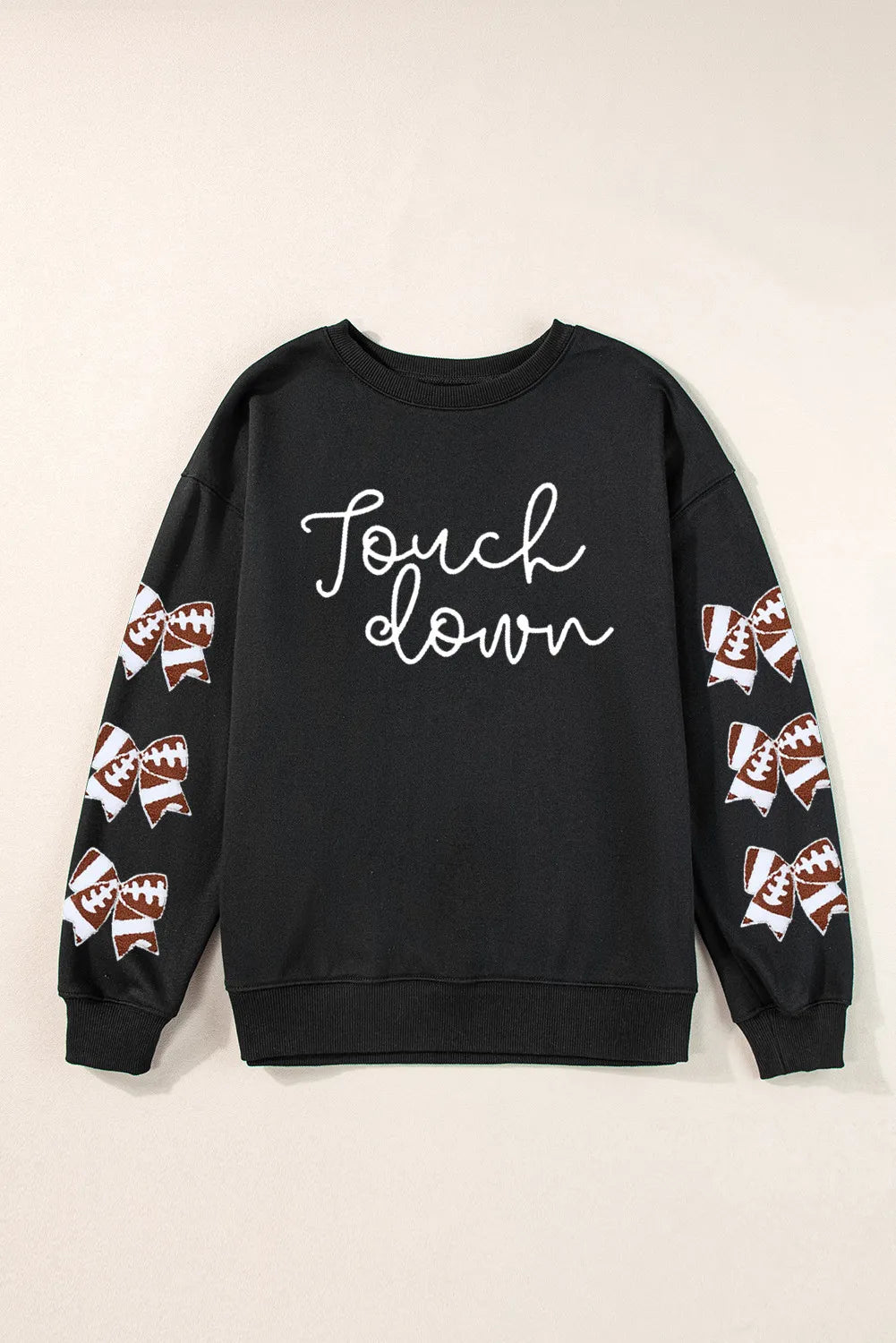 Football Letter Graphic Bow Long Sleeve Sweatshirt