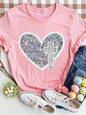 Faith Heart Round Neck Short Sleeve T-Shirt