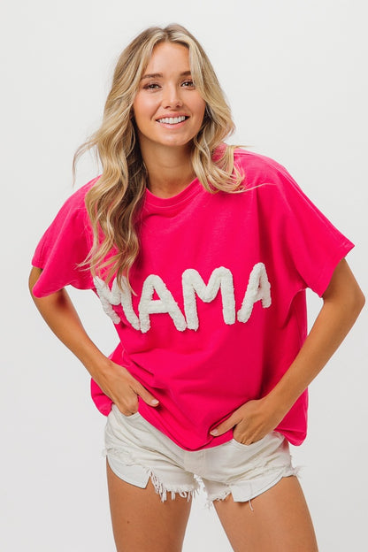 MaMa Round Neck Short Sleeve T-Shirt