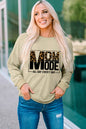 Mom Mode Letter Graphic Leopard Dropped Shoulder Sweatshirt