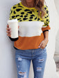 Angel Wings Color Block Round Neck Sweater