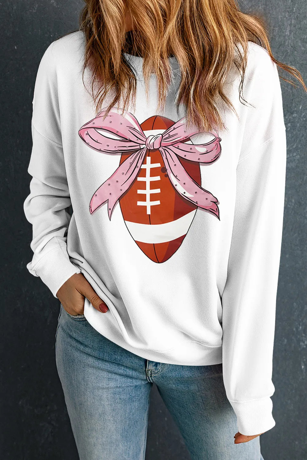 Football Round Neck Long Sleeve Sweatshirt